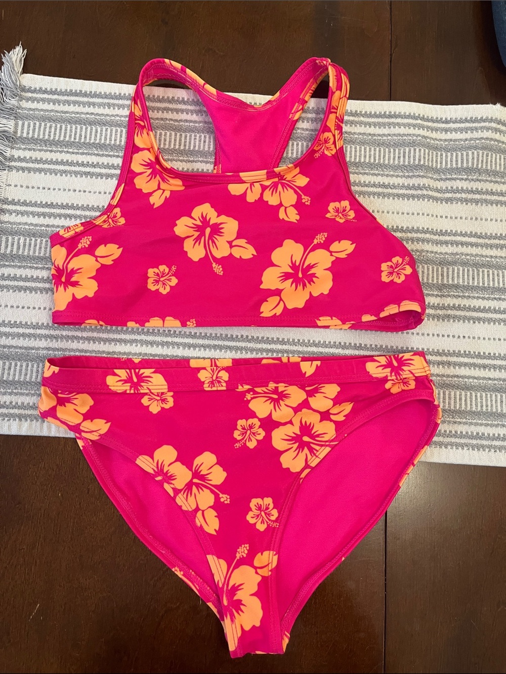 wonder nation Pink and Yellow Floral Bikini Set
